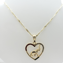 Load image into Gallery viewer, Hollow Hear with an elephant center and multi color crystals - Rosina Jewlery