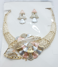 Load image into Gallery viewer, Multi color laminated ribbon with net design and clear crystals