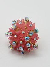 Load image into Gallery viewer, Dark pink blooming rose with clear crystals (set)