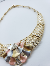 Load image into Gallery viewer, Multi color laminated ribbon with net design and clear crystals