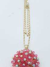 Load image into Gallery viewer, Dark pink blooming rose with clear crystals (set)