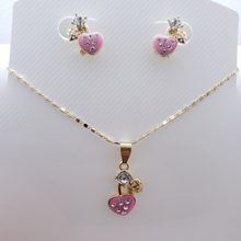 Load image into Gallery viewer, Pink heart with crystals and small hollow heart (set)