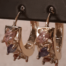 Cargar imagen en el visor de la galería, Small dual color crystals zirconia hoops