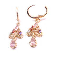 Cargar imagen en el visor de la galería, Multi color spade with hanging pink crystal