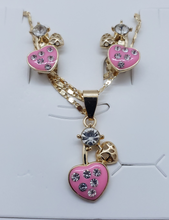 Load image into Gallery viewer, Pink heart with crystals and small hollow heart (set)