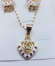 Cargar imagen en el visor de la galería, Infinity sign with Dual hollow heart and pink crystals (set)