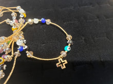 Cargar imagen en el visor de la galería, Multi colored Turkish eyes with crystals and hanging pendants