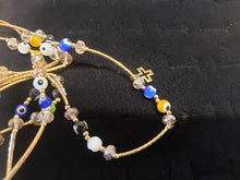 Cargar imagen en el visor de la galería, Multi colored Turkish eyes with crystals and hanging pendants