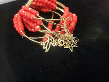 Load image into Gallery viewer, Red color crystal bangle with hanging pendants