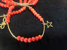 Load image into Gallery viewer, Red color crystal bangle with hanging pendants