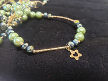 Load image into Gallery viewer, Litmus multi size crystals and green pearls with hanging pendants