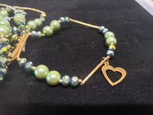 Load image into Gallery viewer, Litmus multi size crystals and green pearls with hanging pendants
