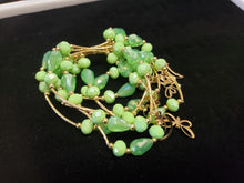 Load image into Gallery viewer, Green circle and diamond shaped crystal bangle with hanging pendants