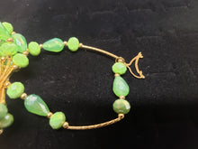 Load image into Gallery viewer, Green circle and diamond shaped crystal bangle with hanging pendants