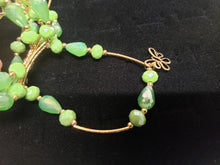 Load image into Gallery viewer, Green circle and diamond shaped crystal bangle with hanging pendants