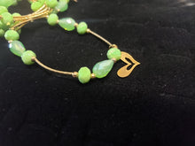 Load image into Gallery viewer, Green circle and diamond shaped crystal bangle with hanging pendants