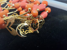 Load image into Gallery viewer, Pink & Orange colored crystal bangles with hanging pendants