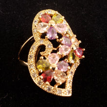 Cargar imagen en el visor de la galería, Zirconia - Three multi color crystal flowers on loop design