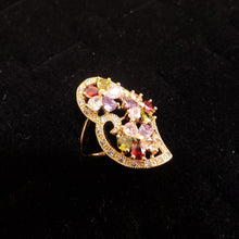 Cargar imagen en el visor de la galería, Zirconia - Three multi color crystal flowers on loop design