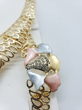 Load image into Gallery viewer, Multi color laminated ribbon with net design and clear crystals