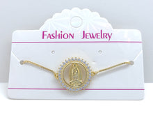 Cargar imagen en el visor de la galería, Our Lady of Guadalupe in hollow circle with clear color crystals edge (bracelet)
