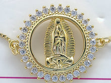 Cargar imagen en el visor de la galería, Our Lady of Guadalupe in hollow circle with clear color crystals edge (bracelet)