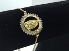 Cargar imagen en el visor de la galería, Our Lady of Guadalupe in hollow circle with clear color crystals edge (bracelet)