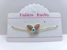 Cargar imagen en el visor de la galería, Butterfly with a Blue Evil Turkish Eye - four colors (bracelet)