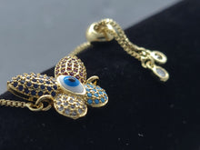 Cargar imagen en el visor de la galería, Butterfly with a Blue Evil Turkish Eye - four colors (bracelet)