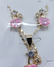 Load image into Gallery viewer, Pink heart with crystals and small hollow heart (set)
