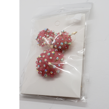 Load image into Gallery viewer, Dark pink blooming rose with clear crystals (set)