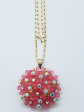 Load image into Gallery viewer, Dark pink blooming rose with clear crystals (set)