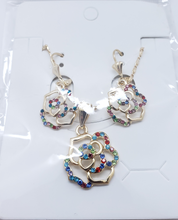 Load image into Gallery viewer, Hollow hearts and circles with multi color crystals (set)