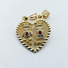 Cargar imagen en el visor de la galería, Boy & Girl heart torn in half with red crystals - Rosina Jewlery