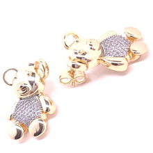 Load image into Gallery viewer, Bear with silver bellly and clear crystals