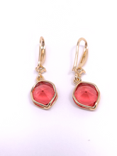 Load image into Gallery viewer, Red diamond crystal earrings