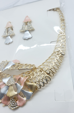 Load image into Gallery viewer, Multi color laminated ribbon with net design and clear crystals