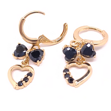 Load image into Gallery viewer, Black crystal bow tie with hanging heart