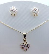 Load image into Gallery viewer, Laminated white heart with pink crystals (set)