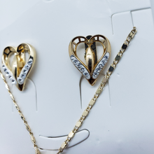 Load image into Gallery viewer, Hollow white heart with clear crystals (set)