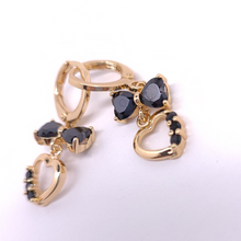 Load image into Gallery viewer, Black crystal bow tie with hanging heart