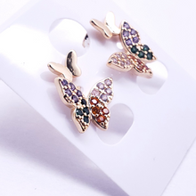 Cargar imagen en el visor de la galería, Dual butterfly with multi color crystals (v1)