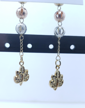 Load image into Gallery viewer, Small tri color hollow ball ornaments and a hanging leaf with clear crystals