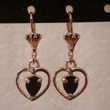 Load image into Gallery viewer, Small hanging hollow hearts with a black crystal center