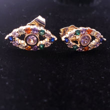 Cargar imagen en el visor de la galería, Multi crystal hollow eye (earring)