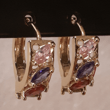 Cargar imagen en el visor de la galería, Small dual color crystals zirconia hoops
