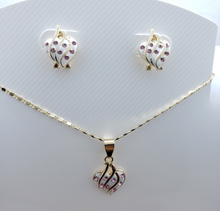 Load image into Gallery viewer, Laminated white heart with pink crystals (set)