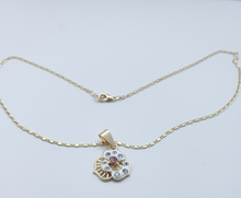 Load image into Gallery viewer, Circular white heart with crystals (pink)