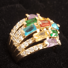 Cargar imagen en el visor de la galería, Zirconia multi color crystals five loop ring