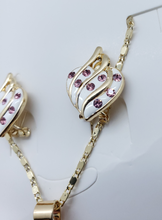 Load image into Gallery viewer, Laminated white heart with pink crystals (set)